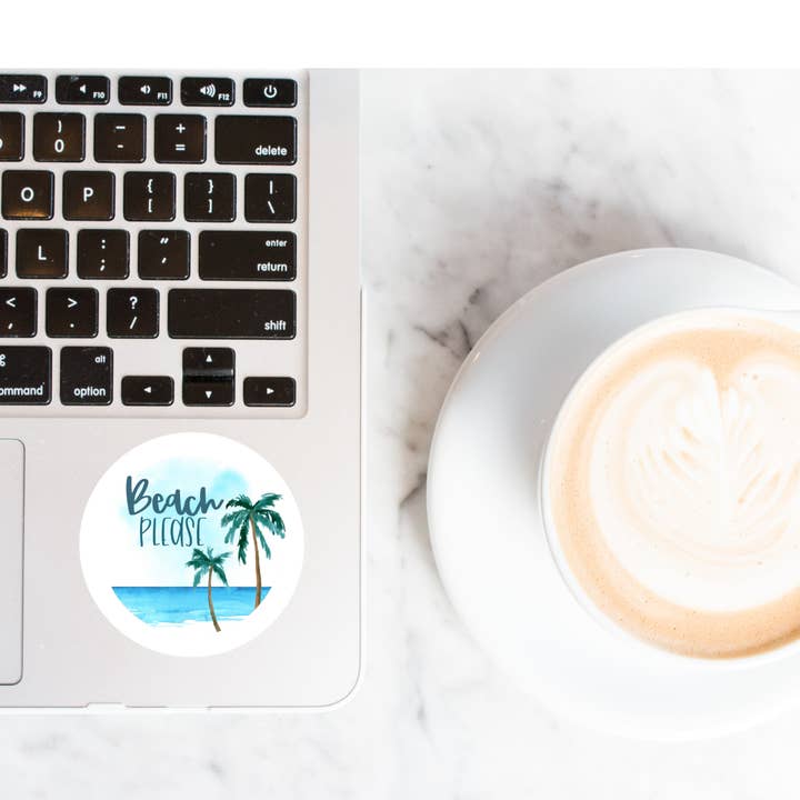 Autocollant Beach Please | Autocollant imperméable pour la vente par TK Lettering