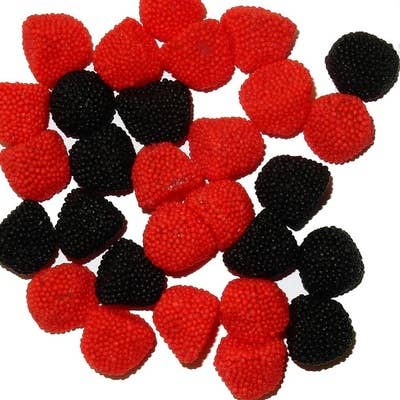 Gustaf's Berries Red and Black, Gummy Candy, 4.4lb Bag for wholesale by Grandpa Joe's Candy Shop