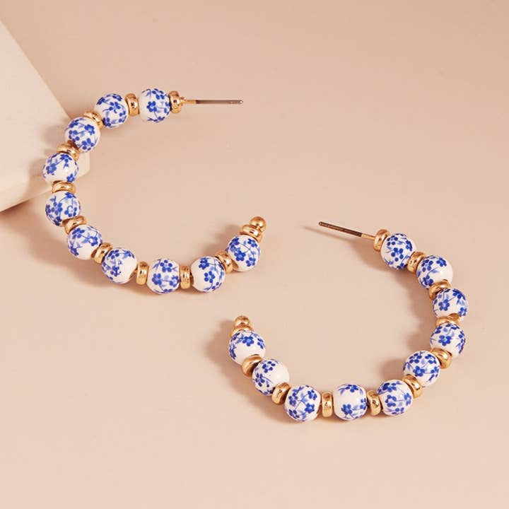 Blomster Runde Keramiske Perler Titanium Ørestikker for engroshandel hos Verita Lane