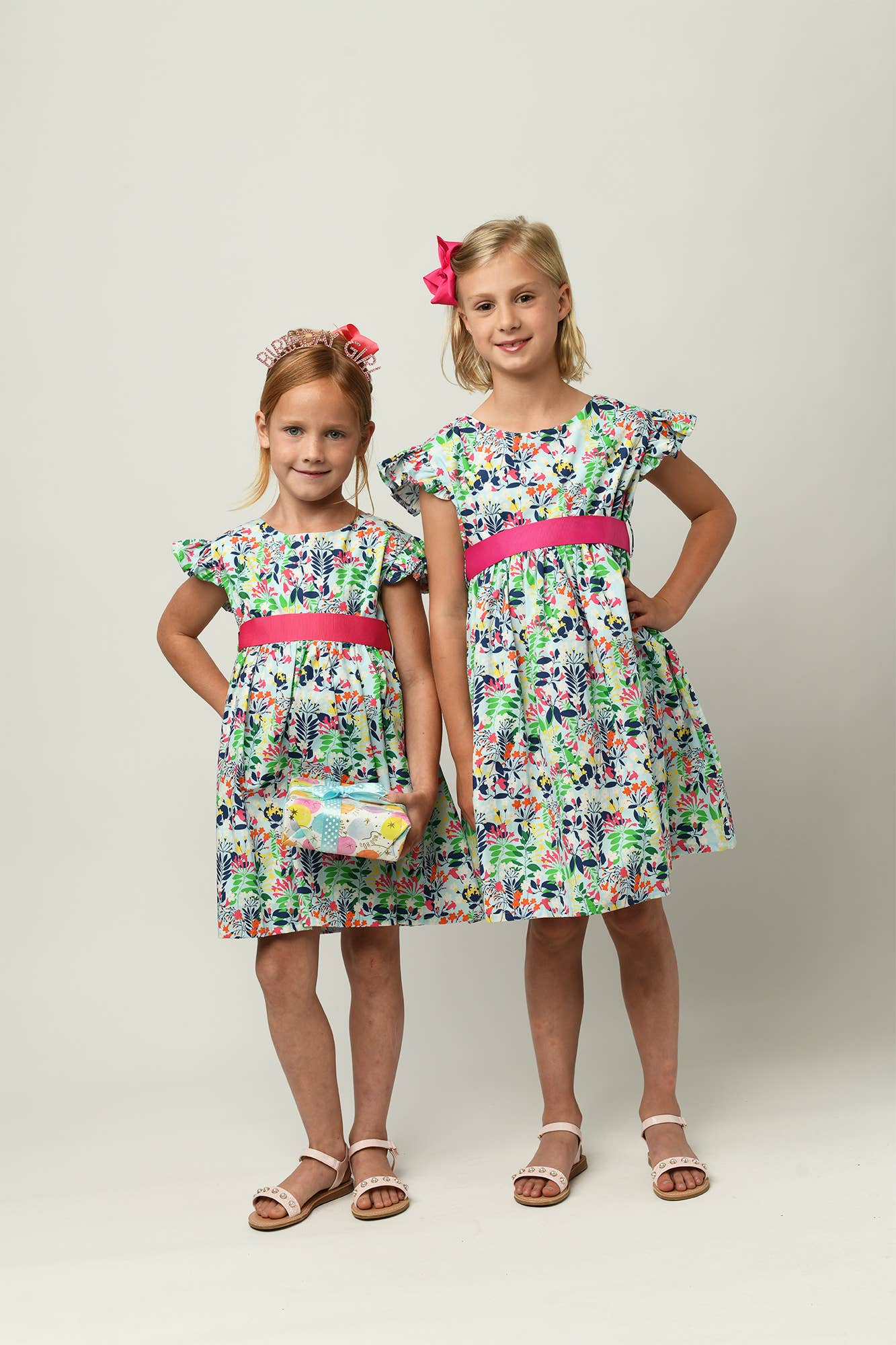 Minna - Wholesale Dress - Kids -  Ruffle Sleeve Classic Party Dress - Vibrant Florals 15
