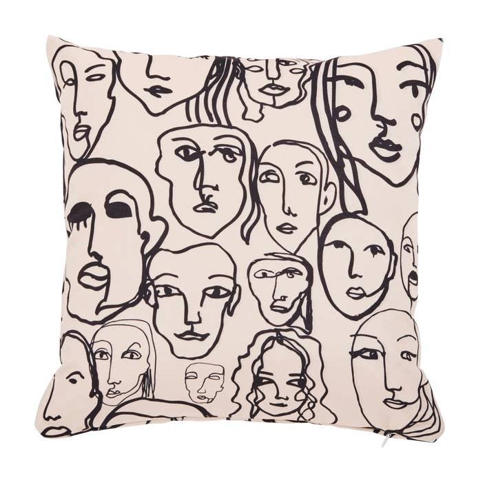 Funda cojín VELOUR PRINT «CROWD» 45x45cm para venta al por mayor de DONE.®