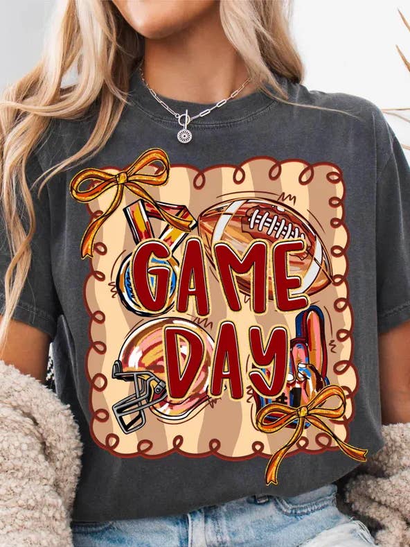 Dia de Jogo Futebol Coquette Manga Curta por atacado de Front Porch Boutique