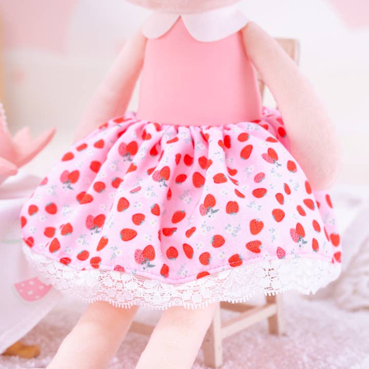 Tiny Tots Boutique - Wholesale Doll – Kids - Strawberry Plush Doll With Two Hair Bows3