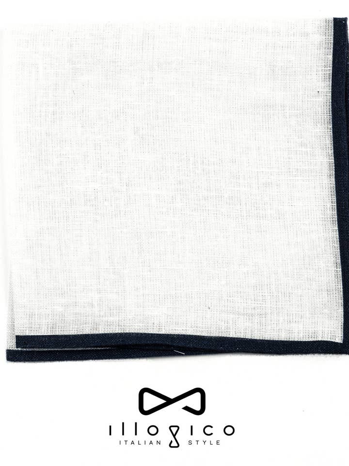 White Linen Clutch Bag With Midnight Blue Border for wholesale by Illogico