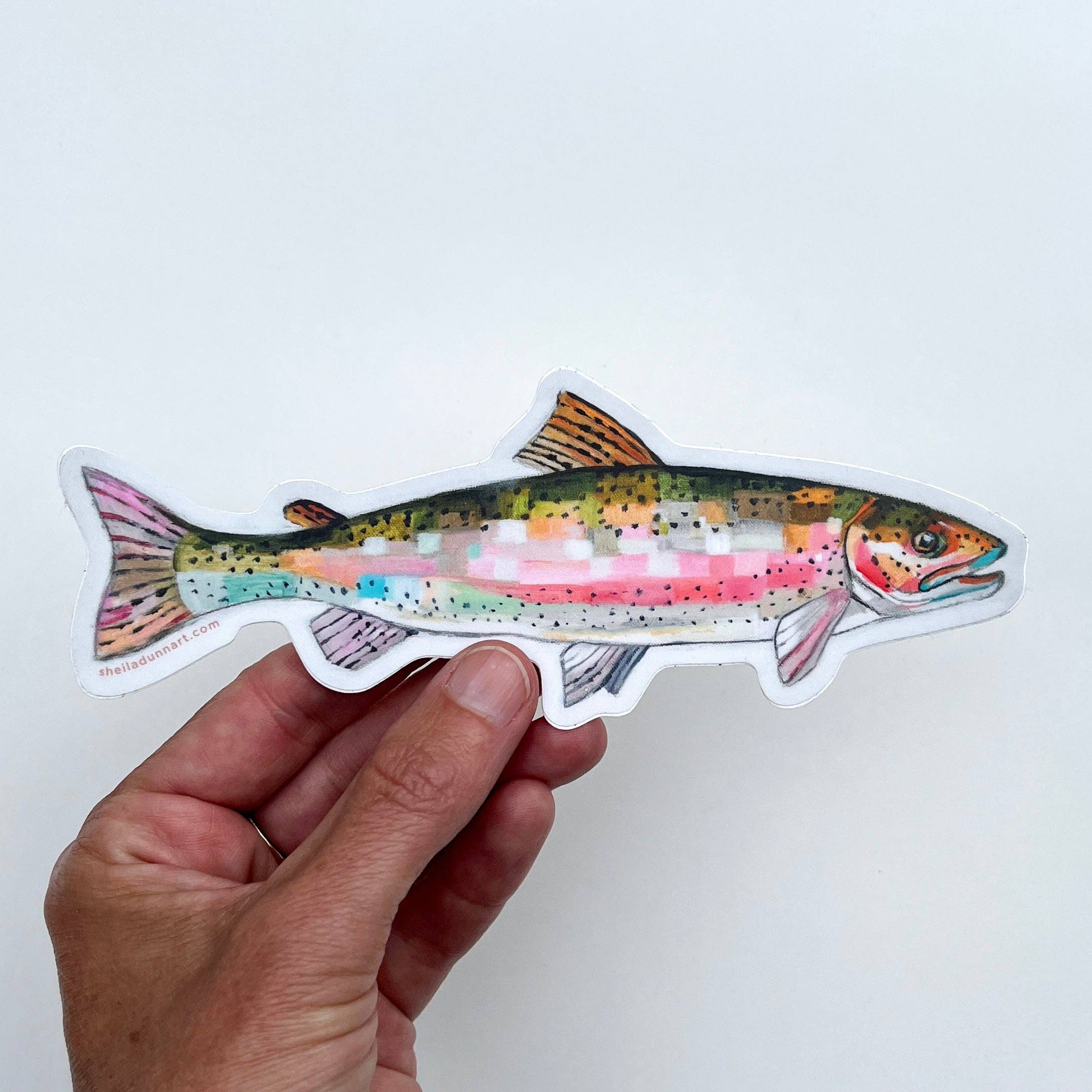 SheilaDunnArt – Adesivo por atacado – Adesivo de vinil Rainbow Trout1