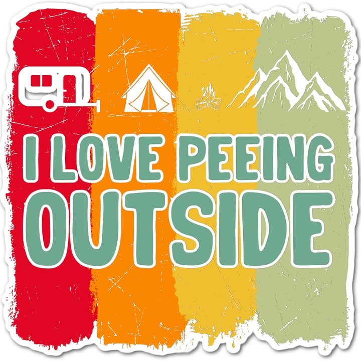 Jeg elsker at tisse udenfor sjov camping udendørs skov klistermærke for engroshandel hos Lyrical River Designs