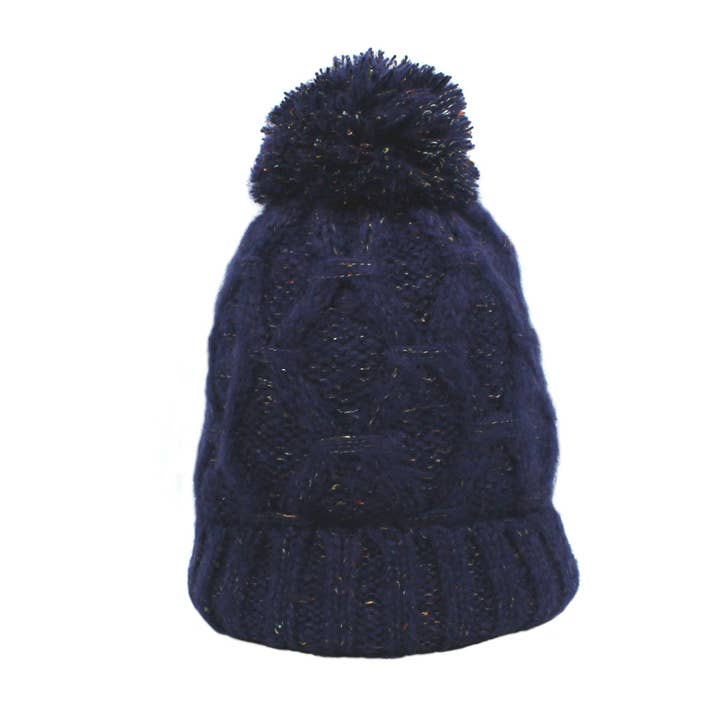 ZH263 Sally Cable Knit Beanie Hat with Bobble for wholesale by Heather Hats & Accessories