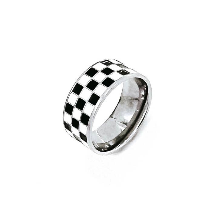 Beljoy - Wholesale Band/Stacked Ring - Rellery Checkerboard Ring || Choose Color
