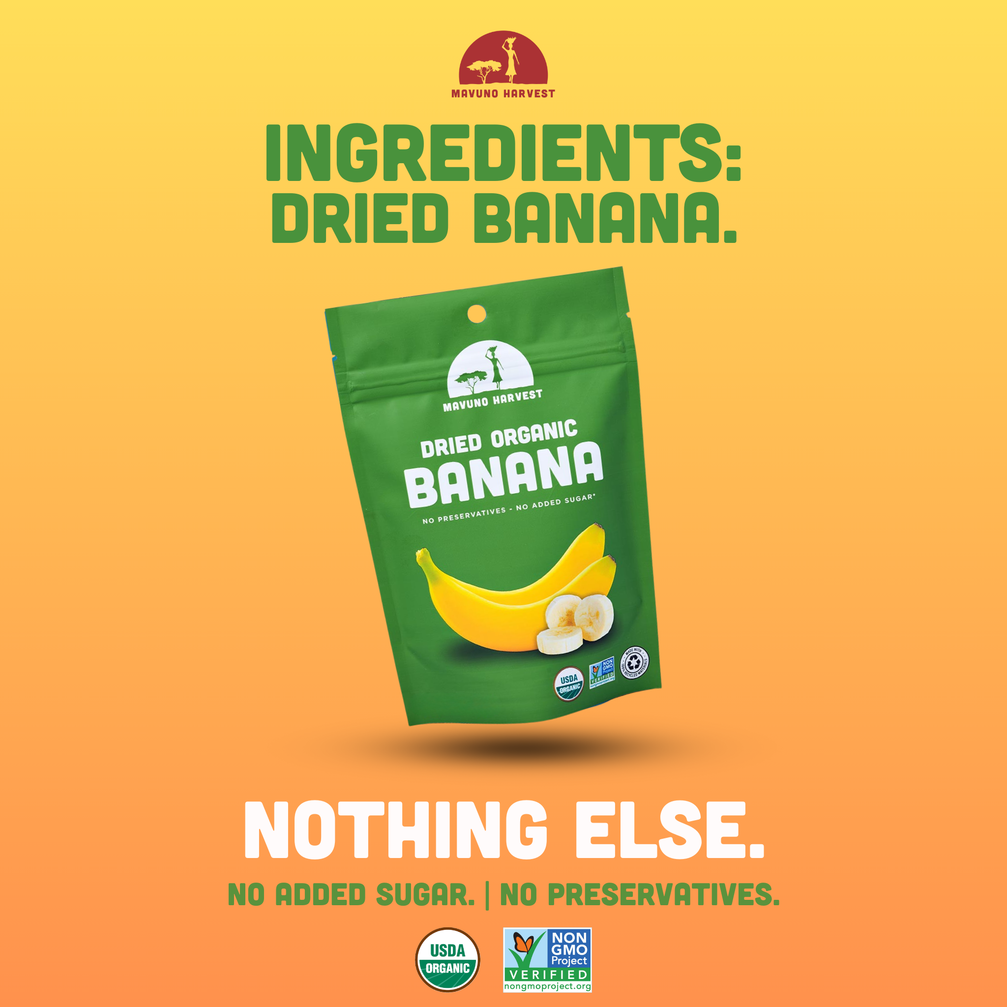 Mavuno Harvest Organics - Wholesale Dried/Dehydrated Fruit - Organic Dried Banana, 6-pack case2