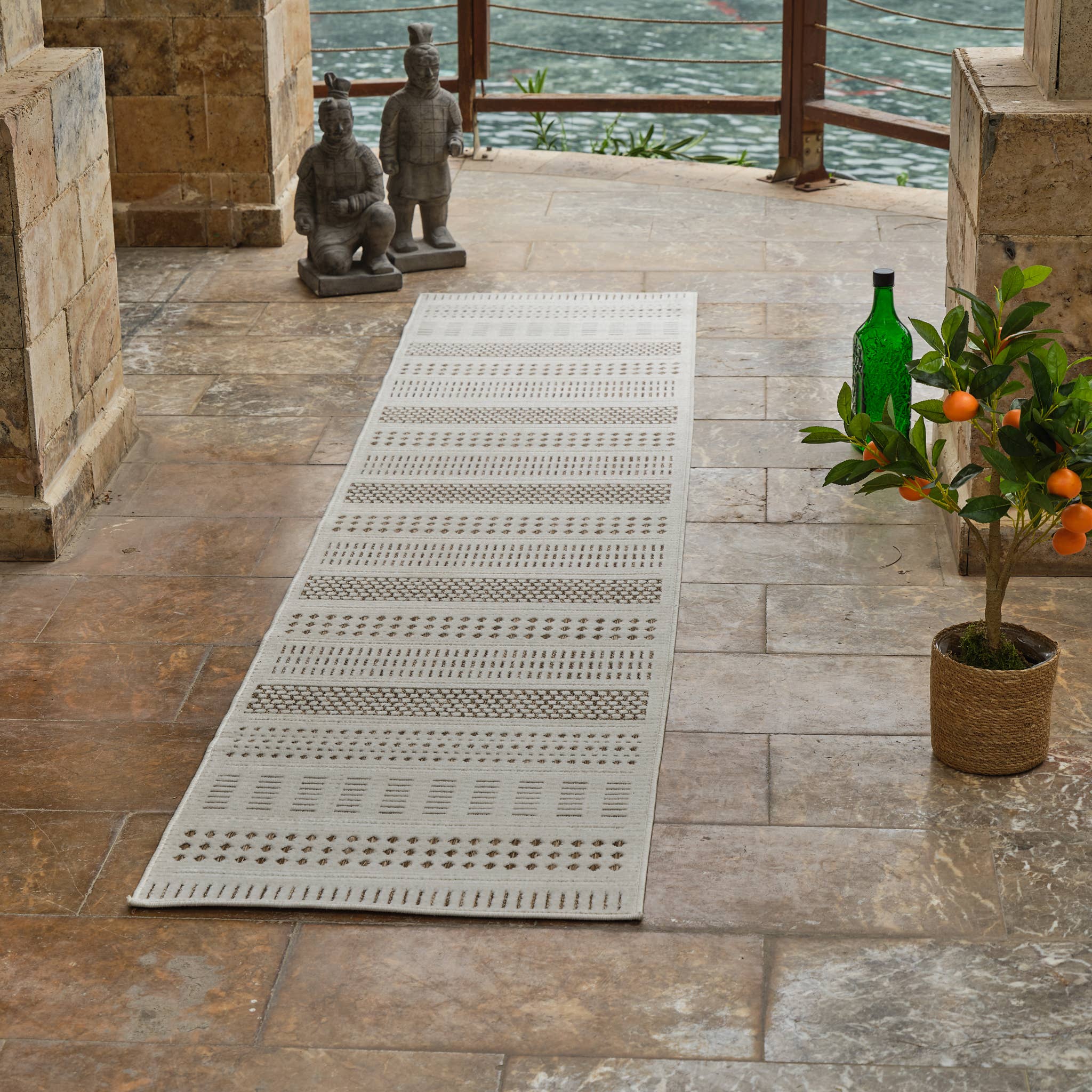 Abstract Modern Boho Beige Brown Indoor Area Rug for wholesale on Faire5