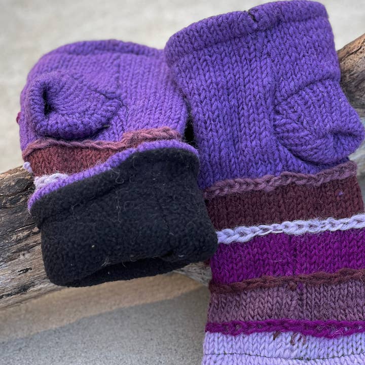 Lungta Imports - Wholesale Gloves - Women's - Woolen Hand Knit Fingerless Fleece Lined Gloves, Hand Warmer19
