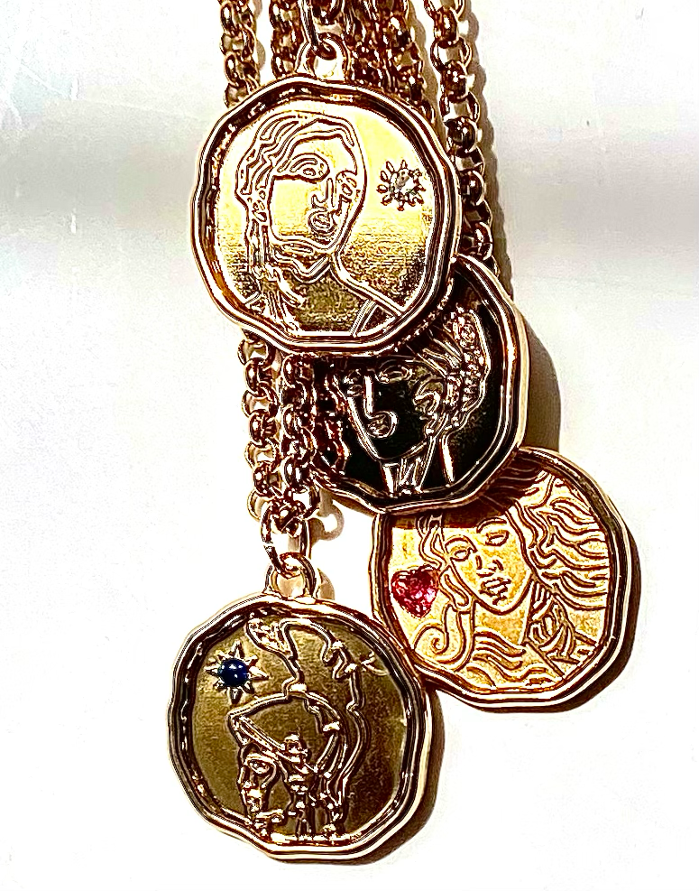 HoopLa - Wholesale Pendant/Charm Necklace - Goddess Coin Collection Waterproof 14K Gold Necklace3