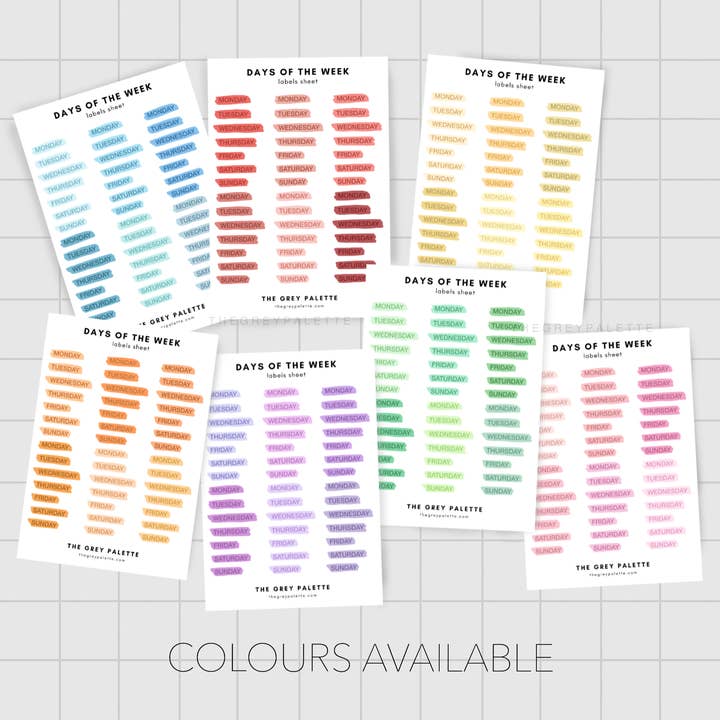 The Grey Palette – wholesale Klistermärke – Gul veckodagar klisterblad2