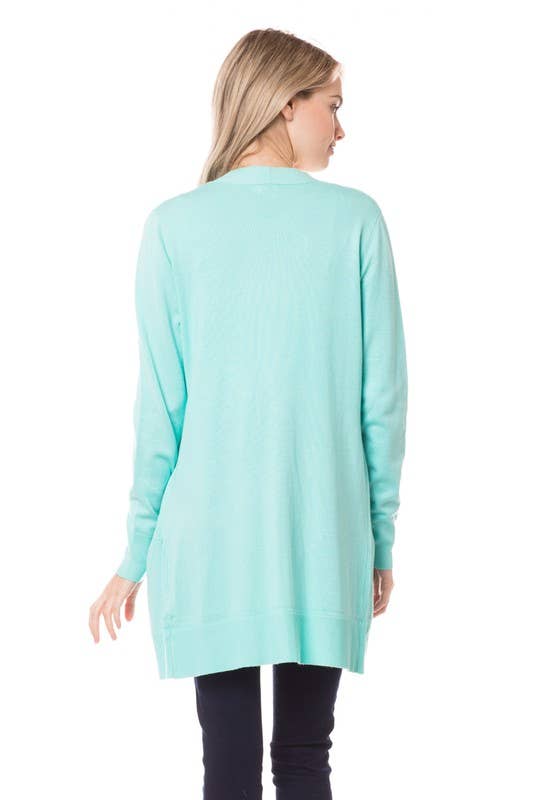 Newself Collection - Vente Cardigan – femme - Cardigan long léger ouvert sur le devant avec poches3