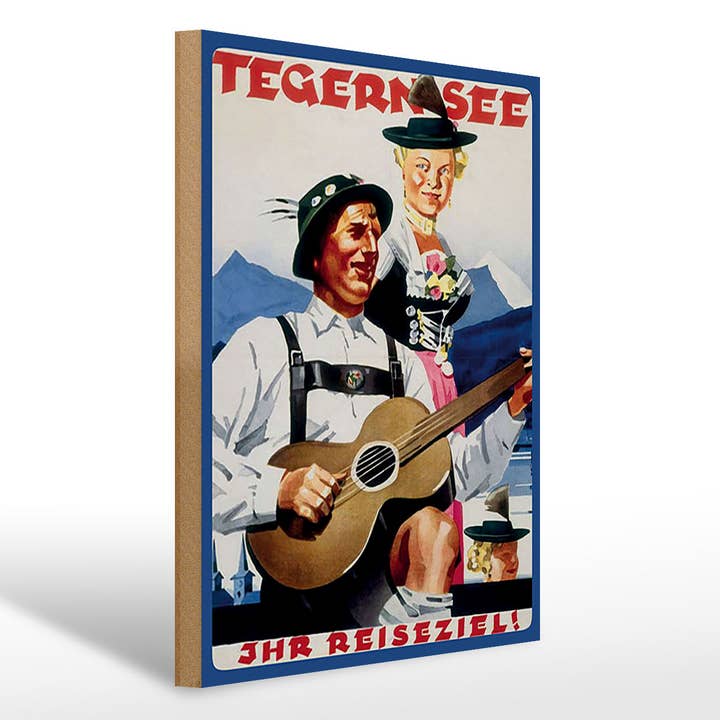 Cartello in legno Viaggio 30x40 cm Tegernsee La vostra destinazione cartello per la vendita all'ingrosso da parte di Femer