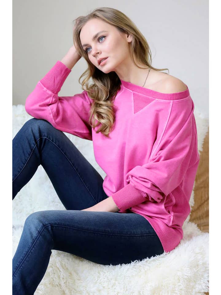 42POPS - Wholesale Sweatshirt - Women's - ',,,, Washed French Terry Pullover With Side Pockets43