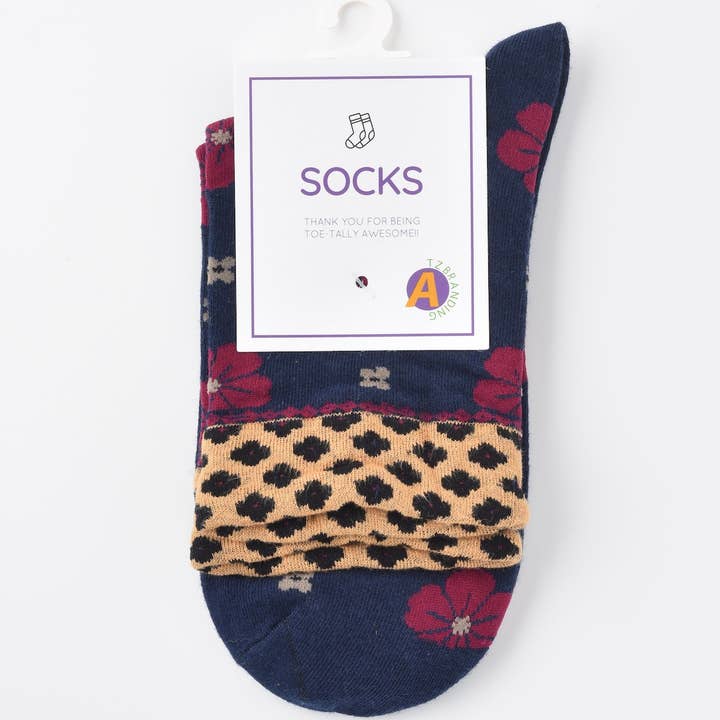 Funkyrel® Atzbranding Limited - Wholesale Socks - Women's - Rufia - Colorful Floral Pattern Mid-Calf Socks15