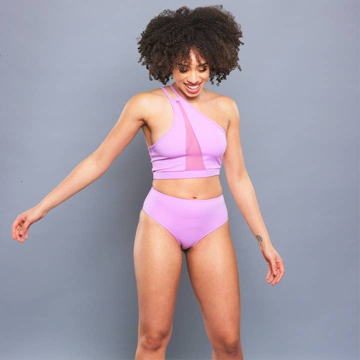 Delva High Waisted Bikini BOTTOM - Lilac for wholesale by Brasini Swimwear + Brasini Fit