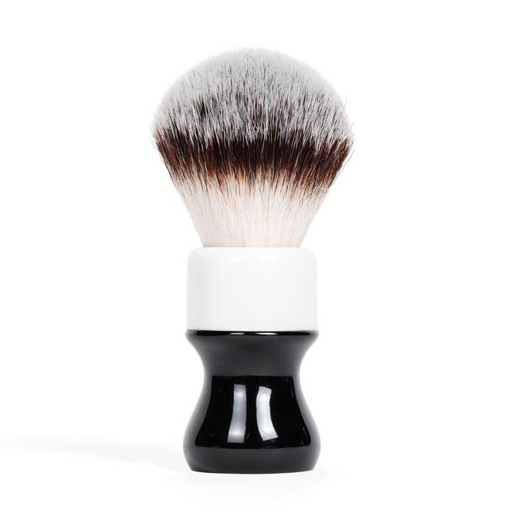 Synthetic Shave Brush - Black/White - 26MM for wholesale by Noble Otter Soap Co.