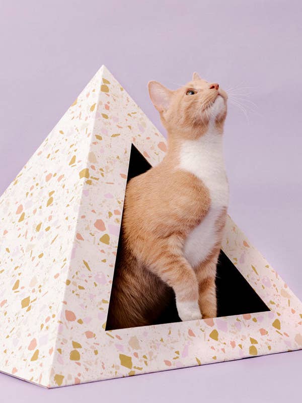 'Terrazzo' Cardboard Cat Pyramid for wholesale by Kitty Kardboard