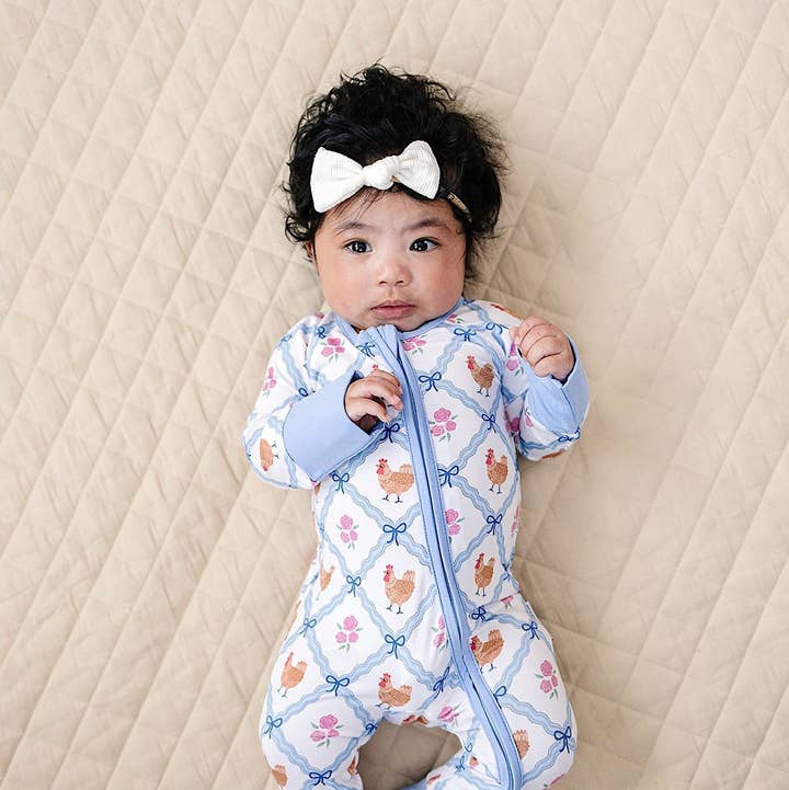 Lucky Panda Kids - Wholesale Jumpsuit - Baby - Bamboo Zip Romper | Chickens & Flowers0