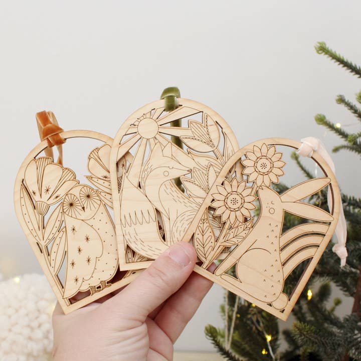 oh, little wren - Wholesale Ornament - wooden arch fox christmas holiday ornaments