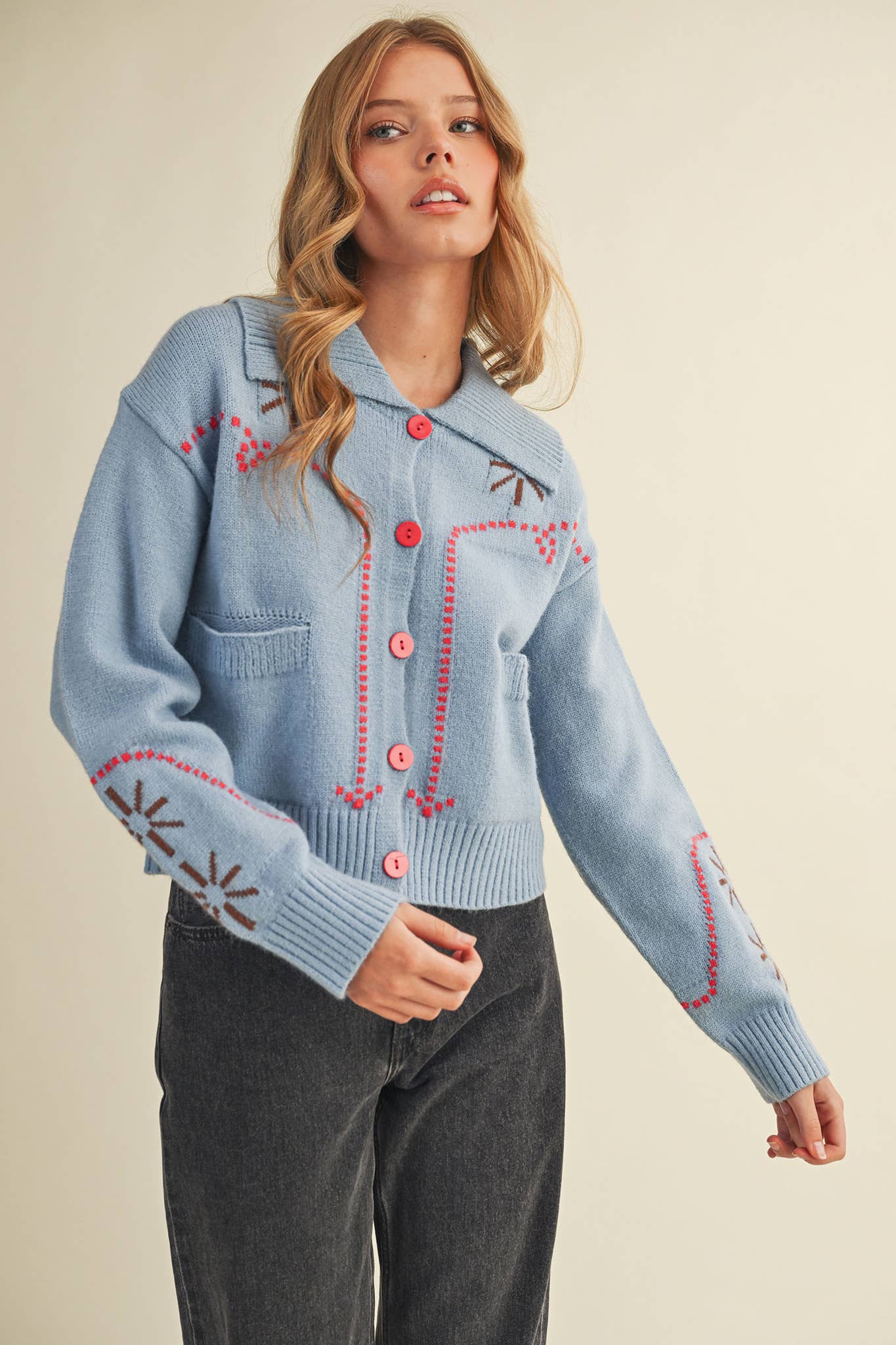 &MERCI - Wholesale Cardigan - Women's - WESTERN DESIGN SWEATER CARDIGAN MSW1121738