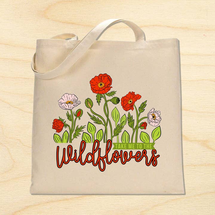 Poppy Field Canvas Tote Bag for wholesale by KTF Design Co.