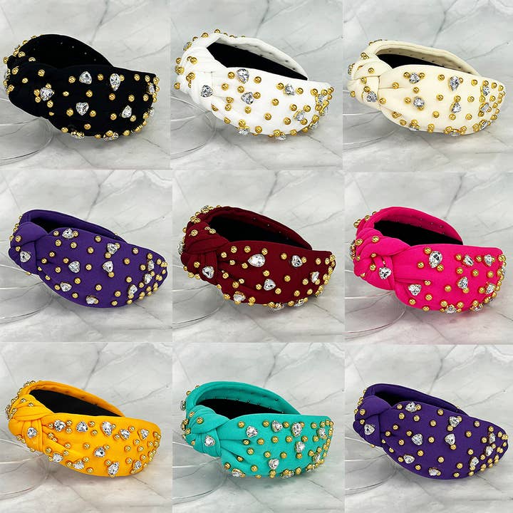 BANDEAU NŒUD MÉTAL BOULE PIERRE INCRUSTÉE, JHB 1047 pour la vente par JOIA ACCESSORIES