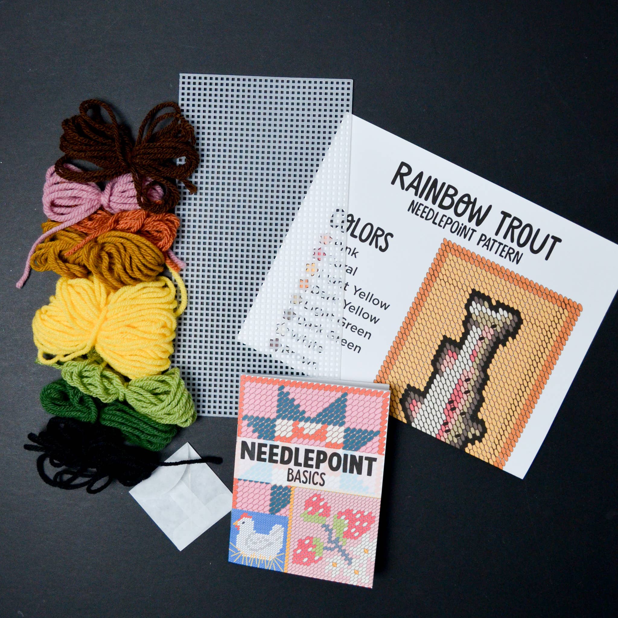 Make & Mend - Wholesale Embroidery/Cross Stitch Supplies - Rainbow Trout Needlepoint Kit1