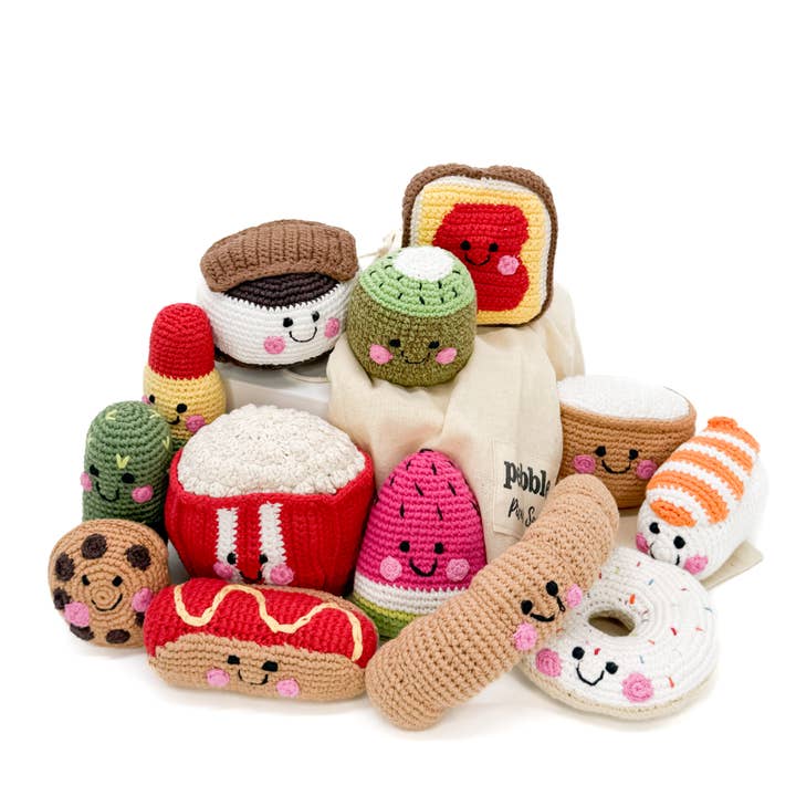 Picnic Sack – Handmade Food-Inspired Baby Rattles (13-Pc) for wholesale by Pebble