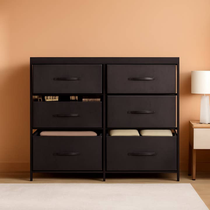 ShipItFurniture - Wholesale Cabinet - Fabric Dresser With Six Drawers Metal Construction