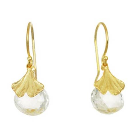 Boucles d'oreilles Mini Gingko avec topaze blanche pour la vente par Catherine Weitzman