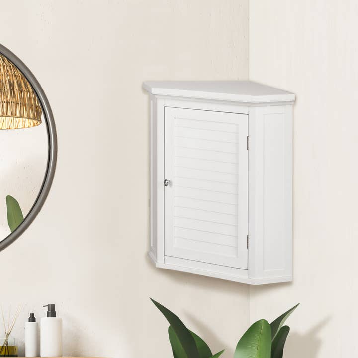 1 Shutter Door Removable Wooden Corner Wall Cabinet White for wholesale on Faire