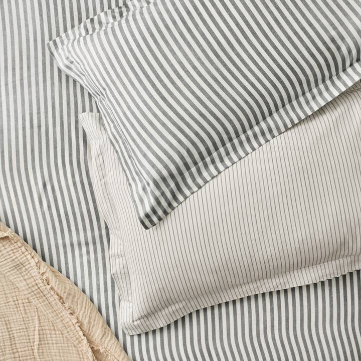 Hebden Mélange Stripe Pillowcase Pair Grey for wholesale on Faire