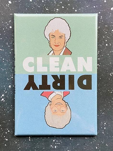 “Dorothy and Sophia” Dirty/Clean Dishwasher Magnet for wholesale by The Red Swan Shop