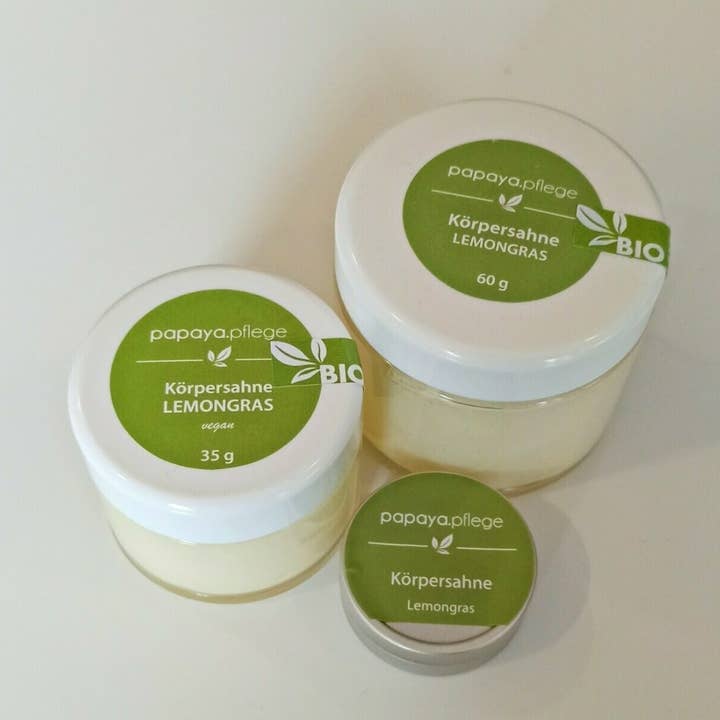 Crème corporelle vegan à la citronnelle pour la vente par papaya.pflege