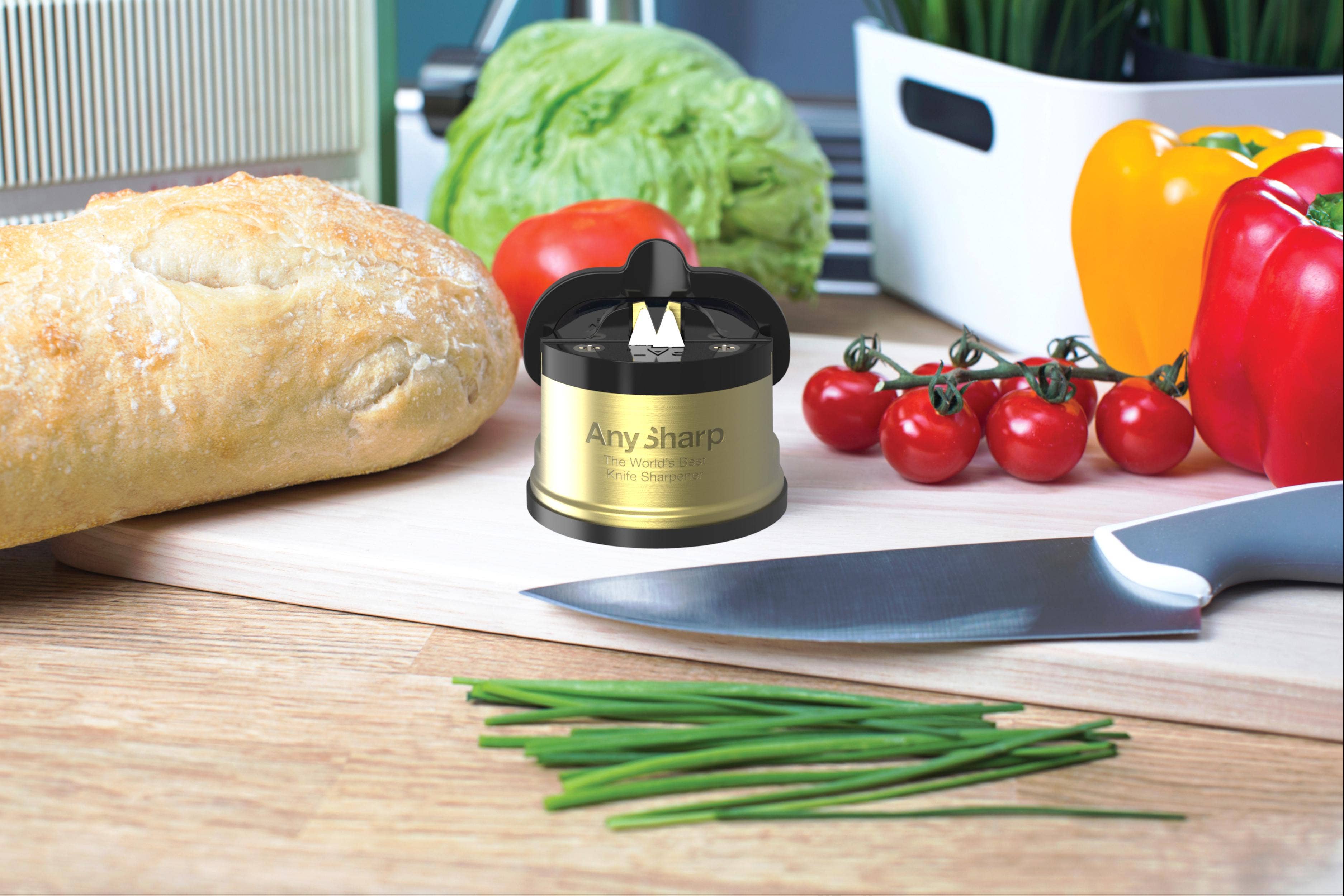 AnySharp - Venta al por mayor Afilador de cuchillos - AnySharp Chef - Afilador de cuchillos de latón3