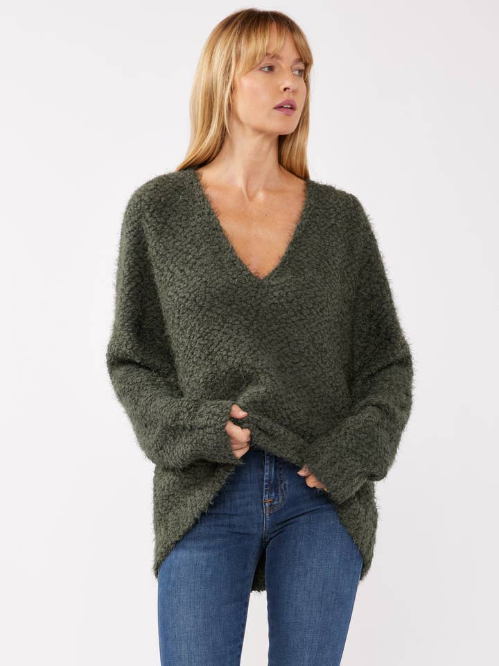 Lovestitch - Wholesale Knit Sweater - Women's - Hi-Low Fuzzy Pullover Sweater0