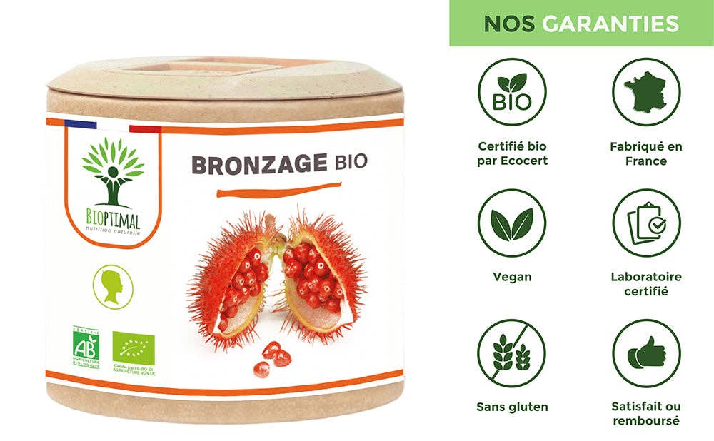 Bioptimal - Vente Supplément oral/vitamine - Bronzage Bio - Complément alimentaire - en gélules8