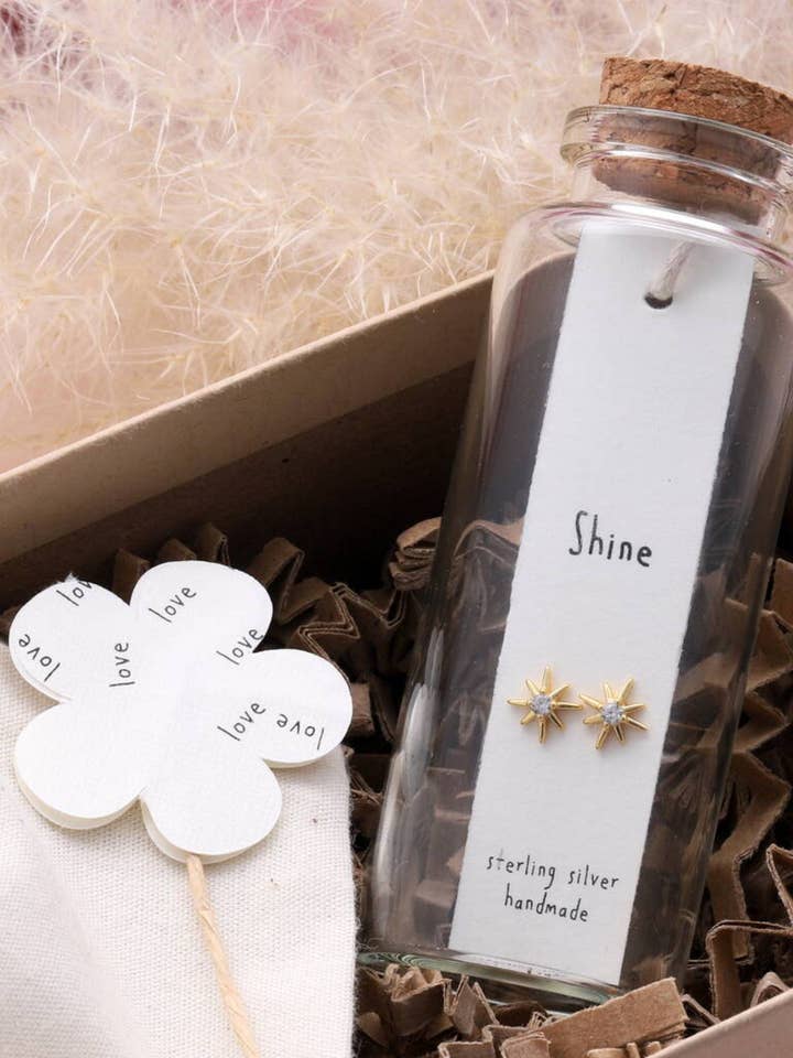 BT002 Message Bottle Sterling Silver Earrings 'Shine' for wholesale by Attic creations