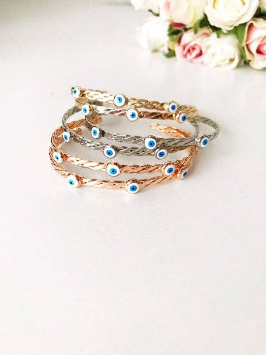 Evileyefavor - Venta al por mayor Brazalete - Pulsera brazalete, Pulsera de cuentas de mal de ojo blanco, Pulsera de mal de ojo