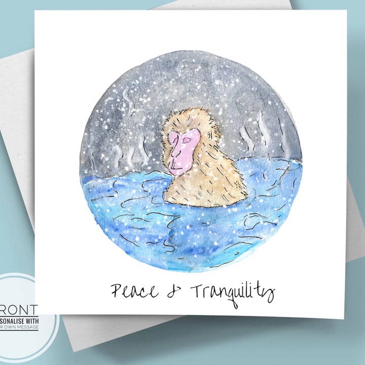 Sne Monkey julekort, japansk makak-kort for engroshandel hos RainbowRaindrops