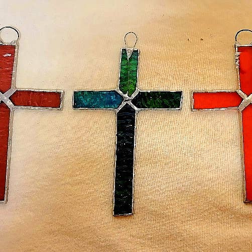 Arara Enterprises - Wholesale Wall Cross - MGL641A Windowpane Glass Cross 3.5x3in