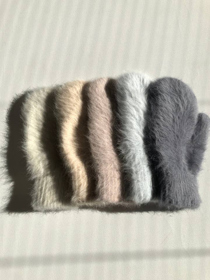 FLUFFY ANGORA MITTENS - neutral for wholesale by Billy Bamboo