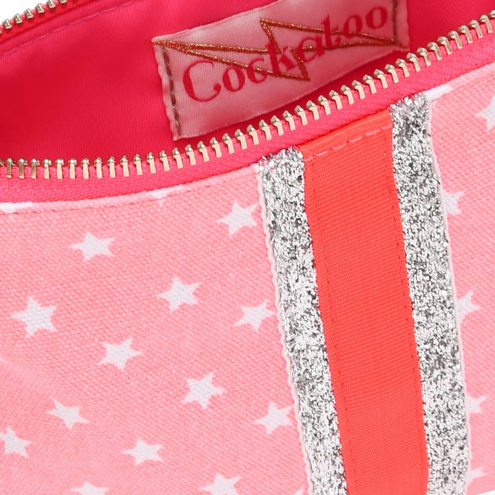 Cockatoo – wholesale Make-up/cosmetic bag – SMALL PINK STAR GLITTER BAG1