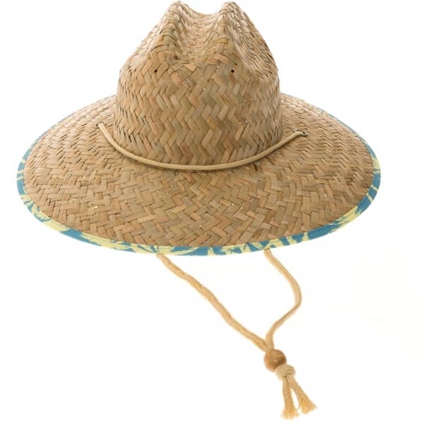 NATURAL Kid sized straw lifeguard or surfer hat for wholesale on Faire4