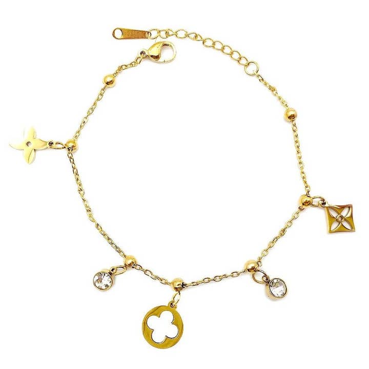 Multi Style Clover Flowers Dangle chain Bracelet WT for wholesale by Diacly