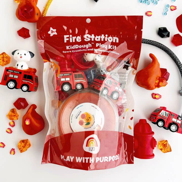Earth Grown KidDoughs (KidDoughs by EGKD) - Vente Pâte ingénieuse/slime – enfant - Kit de jeu KidDough Caserne de pompiers0