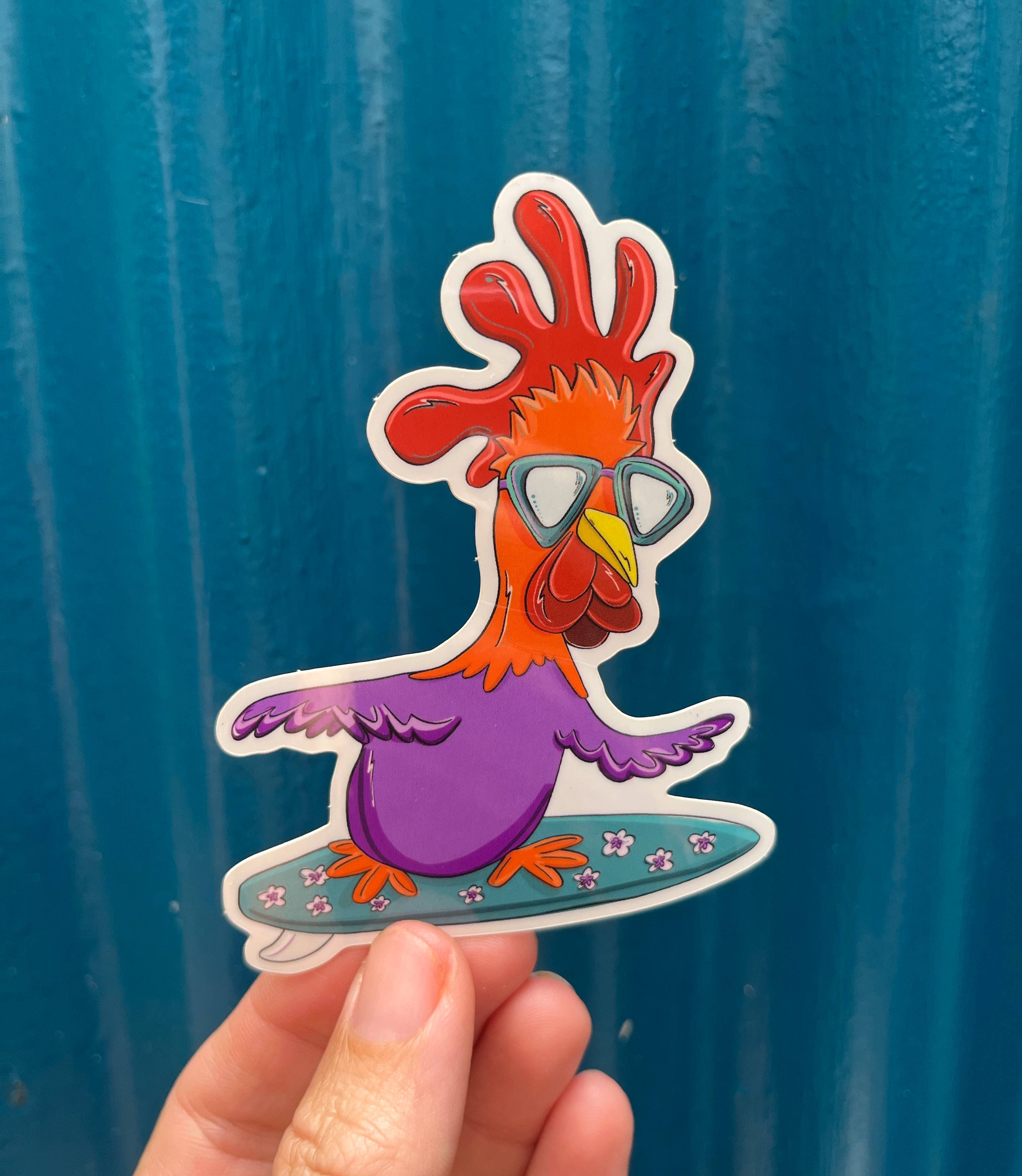 Left Right Design – wholesale Sticker – Surfing Chicken Sticker2